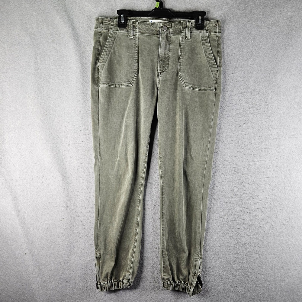 Paige Pants Womens 30 Green Mayslie Jogger Ankle Zip Cuffed Stretch Pockets